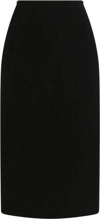 Dolce & Gabbana Double Wool Cr&ecirc;pe Midi Rok - Dames - Midirokken - Zwart - M - Wol - Rokken