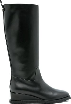 Ferragamo Wayde Leather Wedge Boots