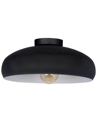 Eglo Eglo Mogano 1 Light Metal Dome Ceiling Light Black With White Interior Finish