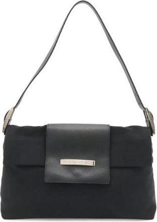 Bulgari Pre-owned Logo Mania Canvas Leather Shoulder Bag - Dames - Vintage Schoudertas - Zwart - ONE Size - Leer - Vintage