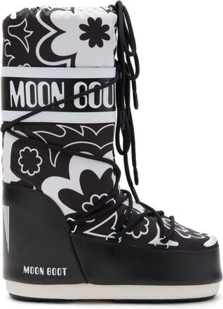 Moon Boot Icon floral-print boots - unisex - Polyester/PVC/Rubber/Polyester - 41/42 - Black