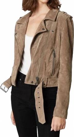 Blank NYC Suede Moto Jacket In Taupe