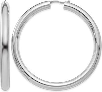 Diamond2Deal Sterling Silver 5x55mm Half Round Tube Hoop Earrings