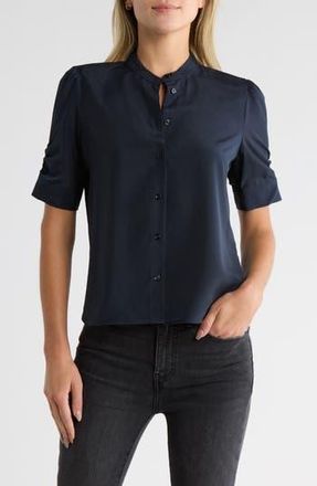 Frame Denim The Frankie Puff Sleeve Shirt in Navy at Nordstrom Rack, Size X-Small