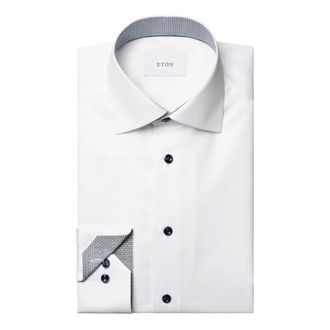 Eton Formal Shirts, male, White, Size: 5XL Contemporary Fit Geometric Twill Shirt