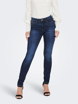 Only Skinny-fit-Jeans ONLY ONLWAUW MID SK DNM BJ581 NOOS, Damen, Gr. XS (34), L&auml;nge 32, blau (dunkelblau denim), Denim/Jeans, Obermaterial: 64% Baumwolle, 