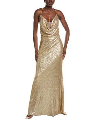 Rene Ruiz Draped Cowl Neckline Gown