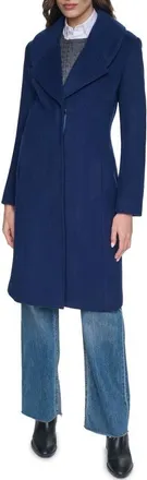 Cole Haan Oversize Collar Wool Blend Coat in Ink at Nordstrom, Size 14