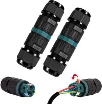 OEM Paquete De 2 Conectores El&eacute;ctricos Impermeables Ip68: Conector Impermeable De 3 Pines Para Cables De 9-12 Mm De Di&aacute;metro, Caja De Conexiones Impermeab