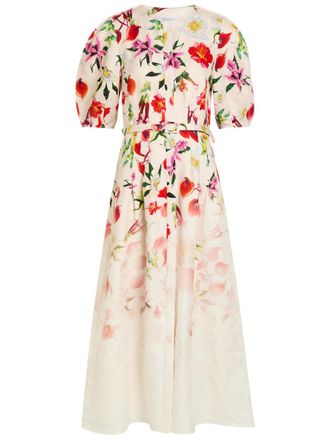Gabriela Hearst Ignis Belted Floral-print Linen Midi Dress - Multicoloured - 42 (UK10 / S)