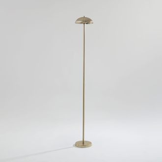 Maisons du monde L&aacute;mpara de pie de acero y pantalla estriada dorada, 133 cm