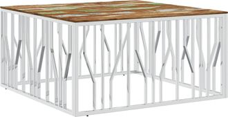 vidaXL Tavolino Salotto Argento In Acciaio Inox E Legno Di Recupero - Vidaxl