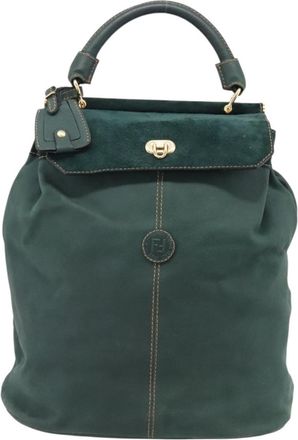 Fendi Handbag Suede Green Suede Handbag (Pre-Owned)