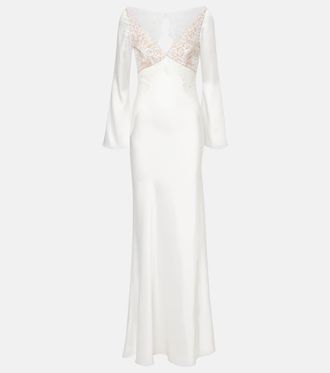 Self Portrait x Christopher Kane lace-trimmed satin gown