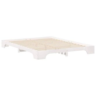 Berkfield Home Floor Bed Frame with Storage White 160 x 220 cm Solid pine wood