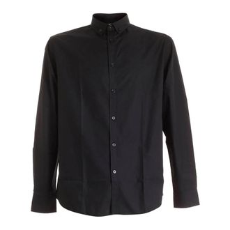 Moschino Zwarte Katoenen Shirt met Maxi Label - Heren - Casual Overhemden - Zwart - 3XL - Katoen - Overhemden