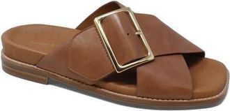 Django & Juliette Efri Wide Strap Flat Sandal in Tan Leather at Nordstrom, Size 39