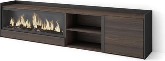 Skraut Home Skraut Home - Mueble Tv, Televisi&oacute;n, Muebles De Sal&oacute;n, Almacenaje, 212x35x50cm, Para Tv Hasta 80, Chimenea El&eacute;ctrica Xxl, Estilo Moderno, Roble Oscuro