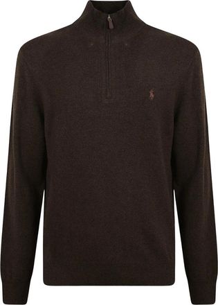 Ralph Lauren Maglione in lana con zip a un quarto - - Knitwear - Uomo - Marrone - M