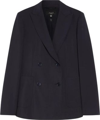 Max Mara Blazers, female, Blue, S, Stretch Wool Double-Breasted Blazer