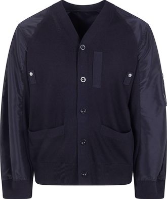 sacai Nylon Twill X Knit Cardigan