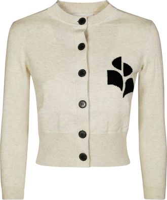 Isabel Marant Newtong Cropped Abstract Pattern Knit Cardigan