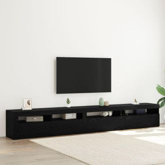 Berkfield Home 3 Piece TV Cabinet Set with LED Lights Black Oak Engineered Wood
