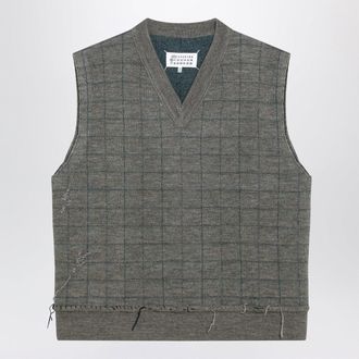 Maison Margiela Military Green Checked Wool Gilet