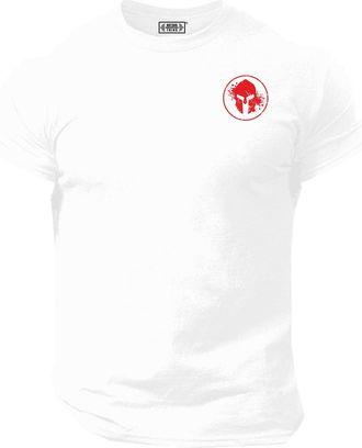 Generic Blood Spartan T Shirt Pocket Gym Clothing Bodybuilding Training Sparta Workout Exercise Boxing MMA Top - Red Print (UK, Alpha, 3XL, Regular, Regular, 