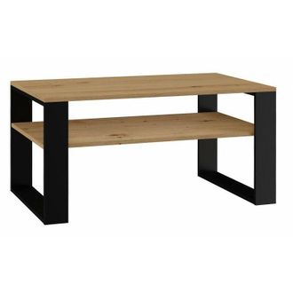 Hucoco Hucoco - Asisa - Mesita Rectangular Estilo Loft - Dimensiones 90x58x50 Cm - Mesita Con Balda