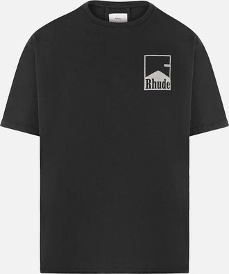 Rhude Mens Rhude Chevron Printed Boxy Fit T-Shirt in Black - Size: 40