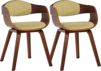 Clp Set De 2 Sillas De Comedor Kingston De Tela Y Madera Nogal/verde Claro