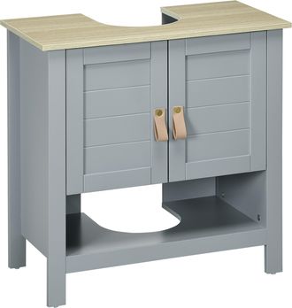 OEM Armario Para Debajo De Lavabo Compacto Con 2 Puertas Y Estante Interior Ajustable Mueble Auxiliar De Almacenamiento Para Ba&ntilde;o 60x30x60 Cm Gris