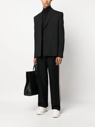 Palm Angels Striped Cotton Trousers - Black