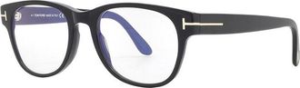 Tom Ford Eyeglasses Square Full Rim, Striped Brown Frame And Clear Blue Light Block Lens Ft5898-B050