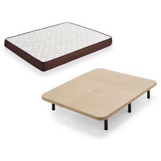 HOGAR 24 Zr27 - Colchón + Base Tapizada Con Patas, Medida 105x200 Cm. Nucleo Alta Densidad Transpirable Con Tejido 3D y Aloe Vera
