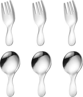 OEM 3 Cucharas Redondas Con Mangos Cortos, 3 Tenedores Con Mangos Cortos, Bonito Juego De Cuchara, Tenedor, Vajilla De Acero Inoxidable