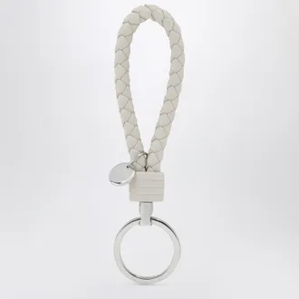 Bottega Veneta White Intrecciato leather key ring