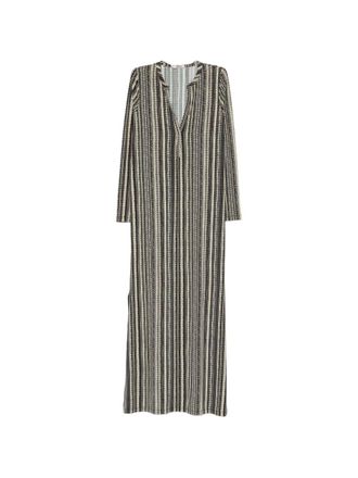 Siyu Womens V-Neck Long Sleeves Side Slits Baez Kaftan Dress