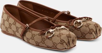 Gucci Gucci Horsebit GG Canvas ballet flats
