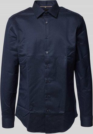 Jake*s Slim Fit Businesshemd in Premiumqualität in Marine, Größe 45/46