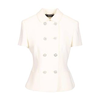 Versace Double-Wool Cr&ecirc;pe Fitted Jacket - female - Versace - Light Jackets - White - S - Jackets