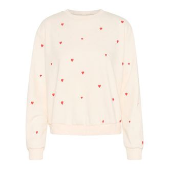 Saint Tropez Ice Flame Hearts Sweatshirt - Dames - Sweatshirts & Hoodies - Beige - Maat: XL Lame