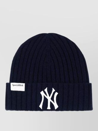 Sporty & Rich cashmere blend yankees logo beanie hat