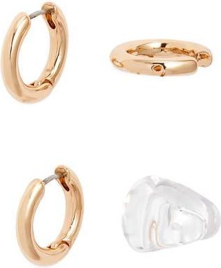 Open Edit Hoop Earring & Ear Cuff Set in Clear- Gold at Nordstrom Rack