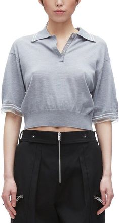 3.1 Phillip Lim Wool Cropped Polo Sweater