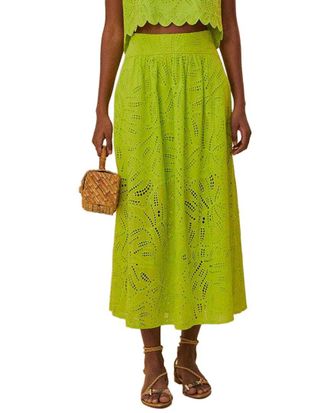Farm Rio Farm Rio Monstera Eyelet Green Maxi Skirt