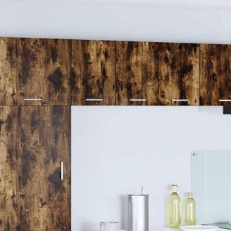 vidaXL vidaXL Armadio pensile con porta Riga 2 pcs Rovere Affumicato e Bianco