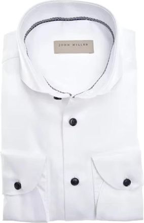 John Miller Witte lange mouw overhemden - Heren - Zakelijke Overhemden - Wit - 3XL - Katoen - Overhemden