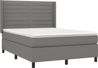 vidaXL Vidaxl - Cama Box Spring Colch&oacute;n Y Luces Led Tela Gris Oscuro 140x190 Cm